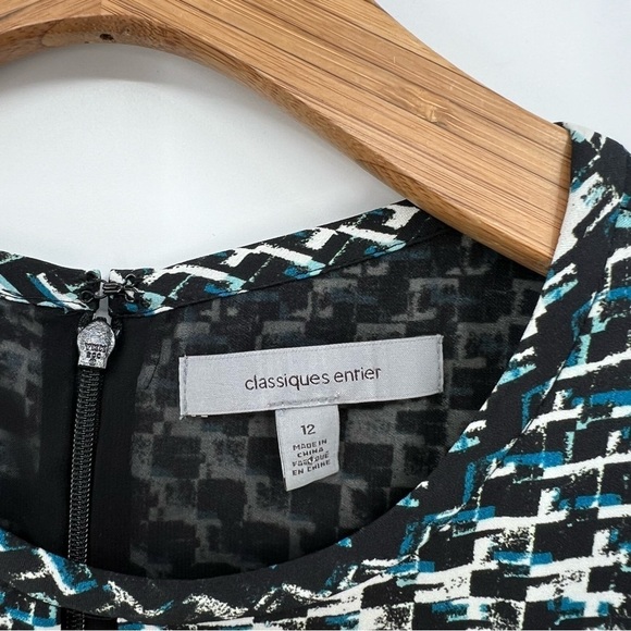 Classiques Entier Silk Grahic Print Keyhole Long Sleeve Midi Dress Size 12 - Picture 5 of 13